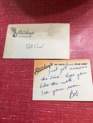 Rare 1948 Stuckey’s Eastman,  Ga Georgia Gift Card And Envelope