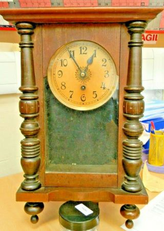 Vintage Wooden & Glass Case Wall Clock Spares / Repair