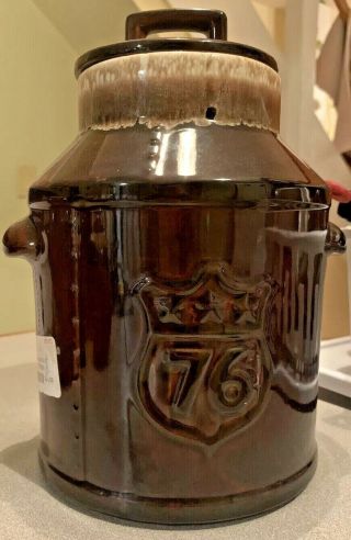 Mccoy 7019 Bicentennial 1776 - 1976 Brown Drip Cookie Jar Milk Jug.