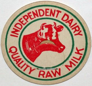 Vintage Milk Bottle Cap Independent Dairy Quality Raw Milk Cow Pictured