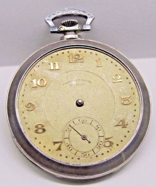 Antique No Name Silver 8.  00,  Self Wind Pocket Watch,  48 Mm In Size.