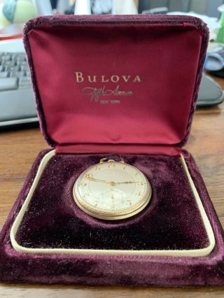 Bulova Antique Pocket Watch 17 Jewels 10k Rolled Gold Filled With Box
