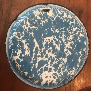 Vintage Enamelware Granite Ware Graniteware Blue & White Swirl Pie Pan,  Plate