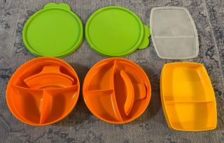 Three Tupperware Divided Baby Stages Toddler Feeding Bowl Dish
