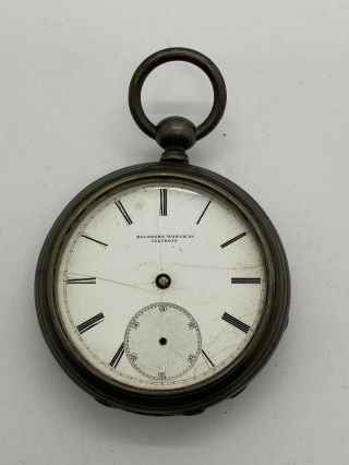 Rockford Watch Co.  Illinois - Sterling Silver Pocket Watch Size 18 - For Repair