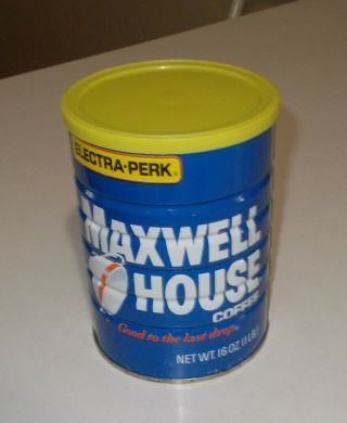 Vintage Maxwell House 1 Lb.  Metal/tin Coffee Can With Lid In Vg