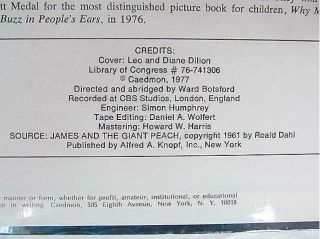 James and the Giant Peach LP Raold Dahl Reads TC - 1543 1977 Caedmon Records Vinyl 3