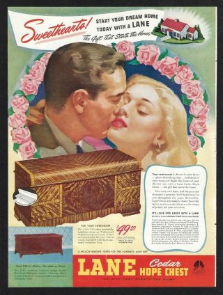1946 Lane Cedar Hope Chest Print Ad - Sweethearts The Gift That Starts The Home