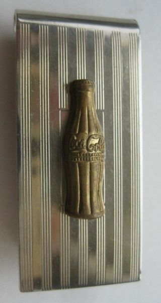 Gold Colored Coca Cola Money Clip With Textured Look & Raised Embossed Bottle