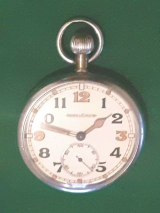 Rare Vintage Ww2 Good British Military Issue Jaeger - Lecoultre Pocket Watch 1940.