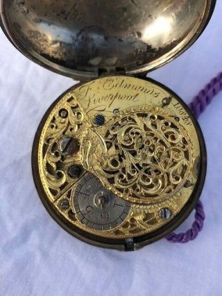 Antique Georgian Silver Pair - Cased Verge Pocket Watch B Edmunds,  Liverpool