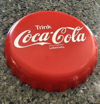 Trink Coca Cola Coke German 9 Inch Plastic Bottle Cap Sign