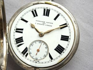 Good Large Silver Keywind Gents Pocket Watch.  L Baker,  Leeds.  1905 Antique 3