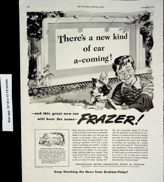 1945 Graham Paige Frazer Automobile Vintage Print Ad 4390