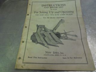 Vintage Idea Set Up And Operating Instructions Two Row Corn Picker