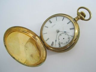 Antique Waltham Appleton Tracy Full Hunter Key Wind Fogg Pat Pocket Watch Nr