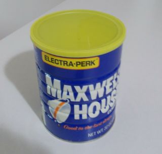 Vintage Maxwell House Metal/Tin Coffee Can with Lid In VG 2