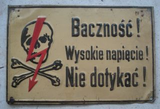 Polish Metal Dead Skull Vintage Antique Danger Sign Cross Bones