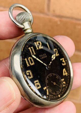 A Gents Good Quality Antique “rolex” Military Pocket Watch.  A.  8040.  Gs Mk Ii.