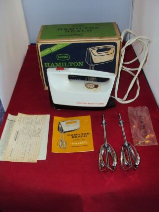 Vintage 1960s Hamilton Beach 3 Speed Portable Mixer Model 87 W/original Box