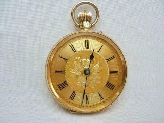 Fine Swiss Solid 18k Gold Ladies Top Wind Antique Pocket Watch. 2