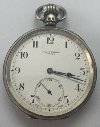 J.  W Benson Pocket Watch Sterling Silver For Spares