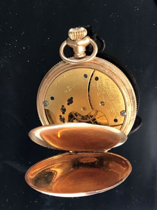 Antique Waltham Solid 14k Gold Floral Etching Hunter Pocket Watch & Chronograph