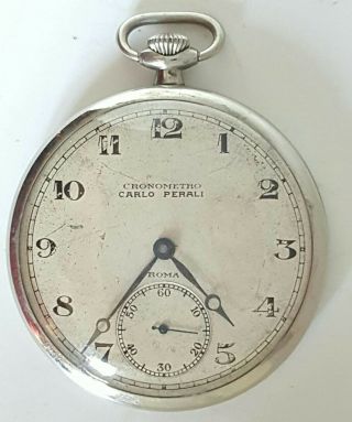 Raro Vintage Carlo Perali Orologio Da Tasca 47mm Anni 50/60 Pocket Watch