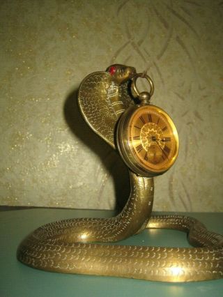 Antique Brass Cobra Pocket Watch Holder,  Stand
