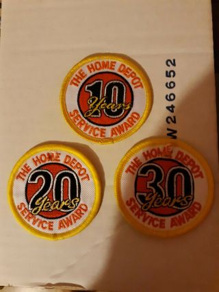3 Home Depot Service Patches 10 20 30 Years