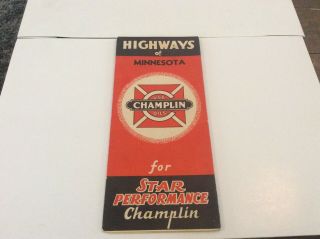 1935 Champlin Oil Minnesota Road Map