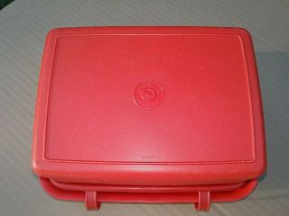 Vintage Tupperware Pak - N - Carry Red Lunch Box w/Handle & Clear Lid 1254 - 15 3