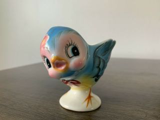 Vintage Egg Cup,  Blue Chick,  Ceramic Egg Holder