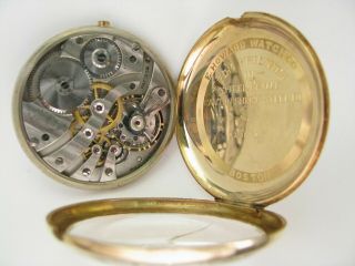 E Howard 12s 14k Gold Pocket Watch Series 7 Hinged 17j Movement For Repairs