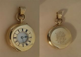 1800s Scottish Muirhead & Sons 18k Gold Half Hunter Pocket Watch 14k Bale Runs