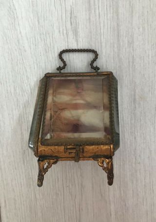 Antique French Bevelled Glass Ladies Pocket Watch Holder/ Stand