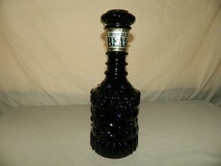 Vintage Jim Beam Black Glass Bonded Whiskey Decanter Bottle 1974 11 " H Empty