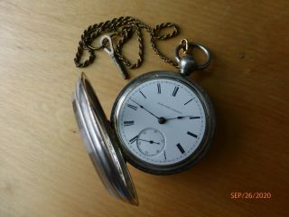 H.  H.  Taylor Antique ELGIN National Watch Co.  Size 18 COIN Pocket Watch Runs Well 3