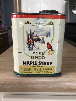 Vintage Pure Ohio Maple Syrup 1 Qt.  Tin