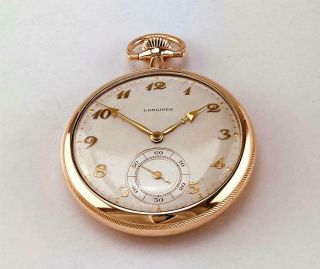Rare 1919 Longines 15 Jewels Pocket Watch In 14k Gold Filled Case - 12s - Runs