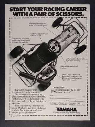 1978 Yamaha Rc100s Racing Kart Vintage Print Ad