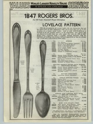 1937 Paper Ad 1847 Rogers Bros Silverware Lovelace Design Pattern
