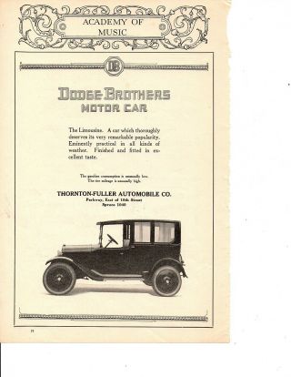 Vintage Car Advertisement Dodge Brothers Motor Car & Rare 7 " X10 "