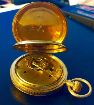 Antique 18k Solid Gold Full Hunter Pocket Watch By Stewart Dawson Co 1886