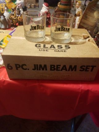 Vintage Set Of (6) Jim Beam Whiskey Glasses Rare Set
