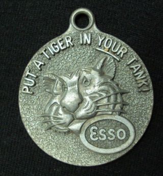 Vtg Estate Find Esso Put A Tiger In Your Tank Keychain Club Fob 1 5/16 " D