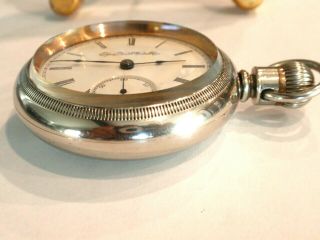 Large - 18sz Elgin Pocket Watch - In Alaska Silver Case,  Serviced - Runs Good - 15j