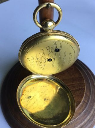 18k Gold Key Wind Pocket Watch Running Not Scrap Missingsecond Hand 19th Century