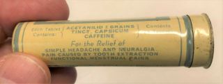 Vintage Dr.  Miles Anti - Pain Pills Advertising Tin Elkhart,  Indiana Empty 2