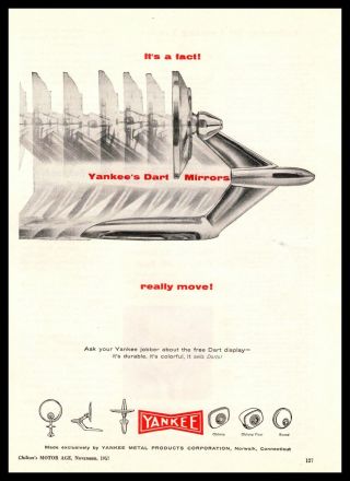 1957 Yankee Metal Products Corp Norwalk Connecticut Dart Mirror Vintage Print Ad